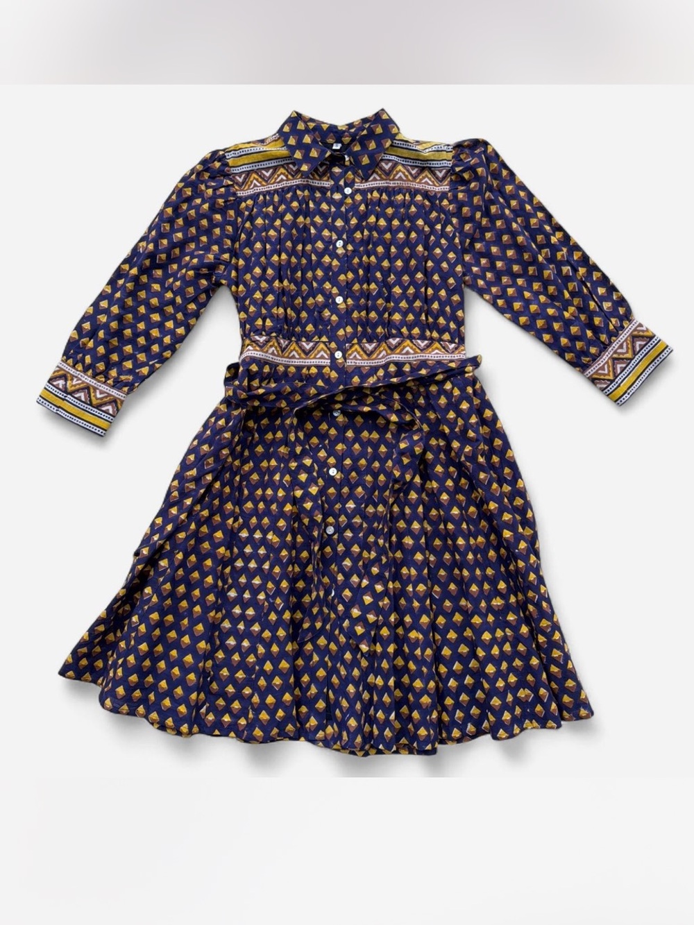 Uncle Frank New Navy Geometric Dress Small